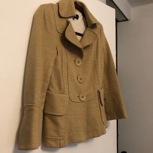 Nanette Lepore Princess Seamed Tan Knit Blazer